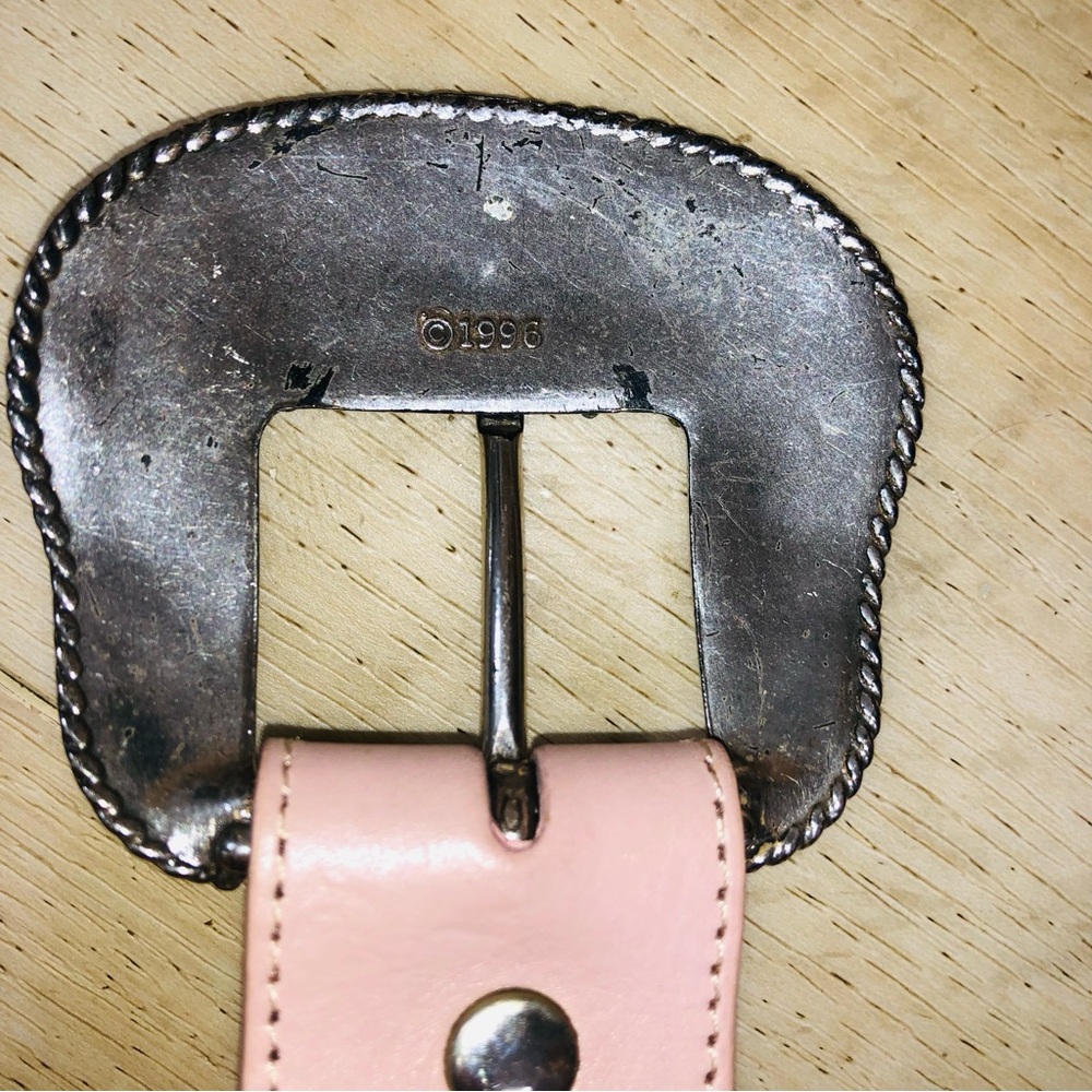 Vintage Nocona Pink Jeweled Women's Leather Belt - Picture 2 of 6